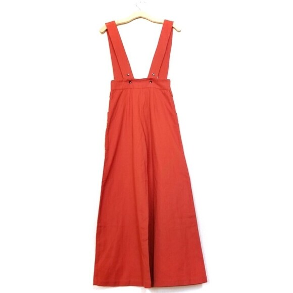 NWT Wray NYC Painters Overalls Button Front Culotte Wide Leg Jumpsuit Rust Red 0 - Picture 8 of 12